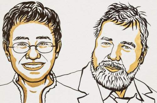 Maria Ressa și Dmitri Muratov